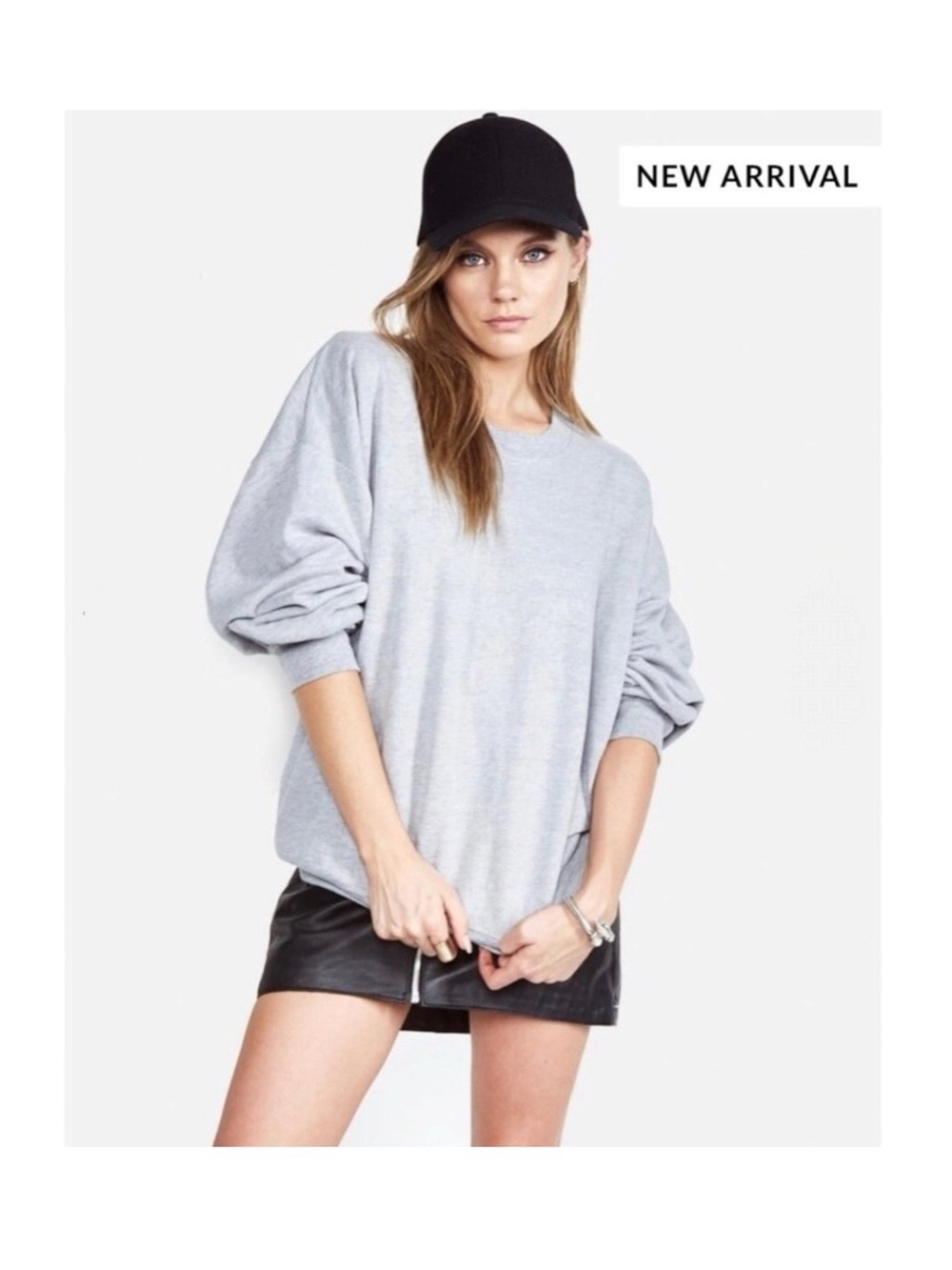 new Michael Lauren ✶ Baggy Boyfriend Oversize Pullover Sweatshirt ✶ Heather Grey - Picture 4 of 16